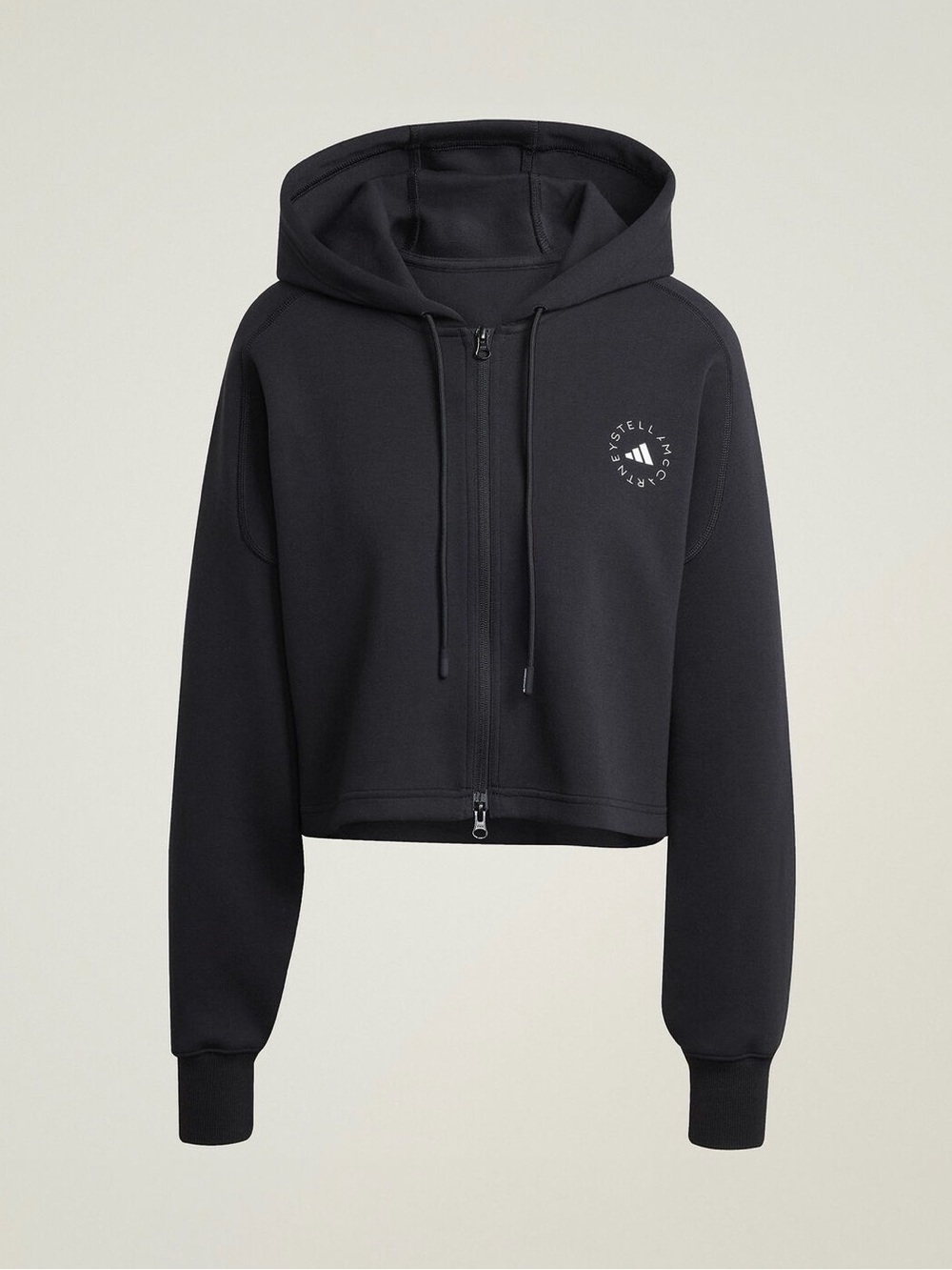 Stella McCartney Black Full-Zip Hoodie with Logo Detail